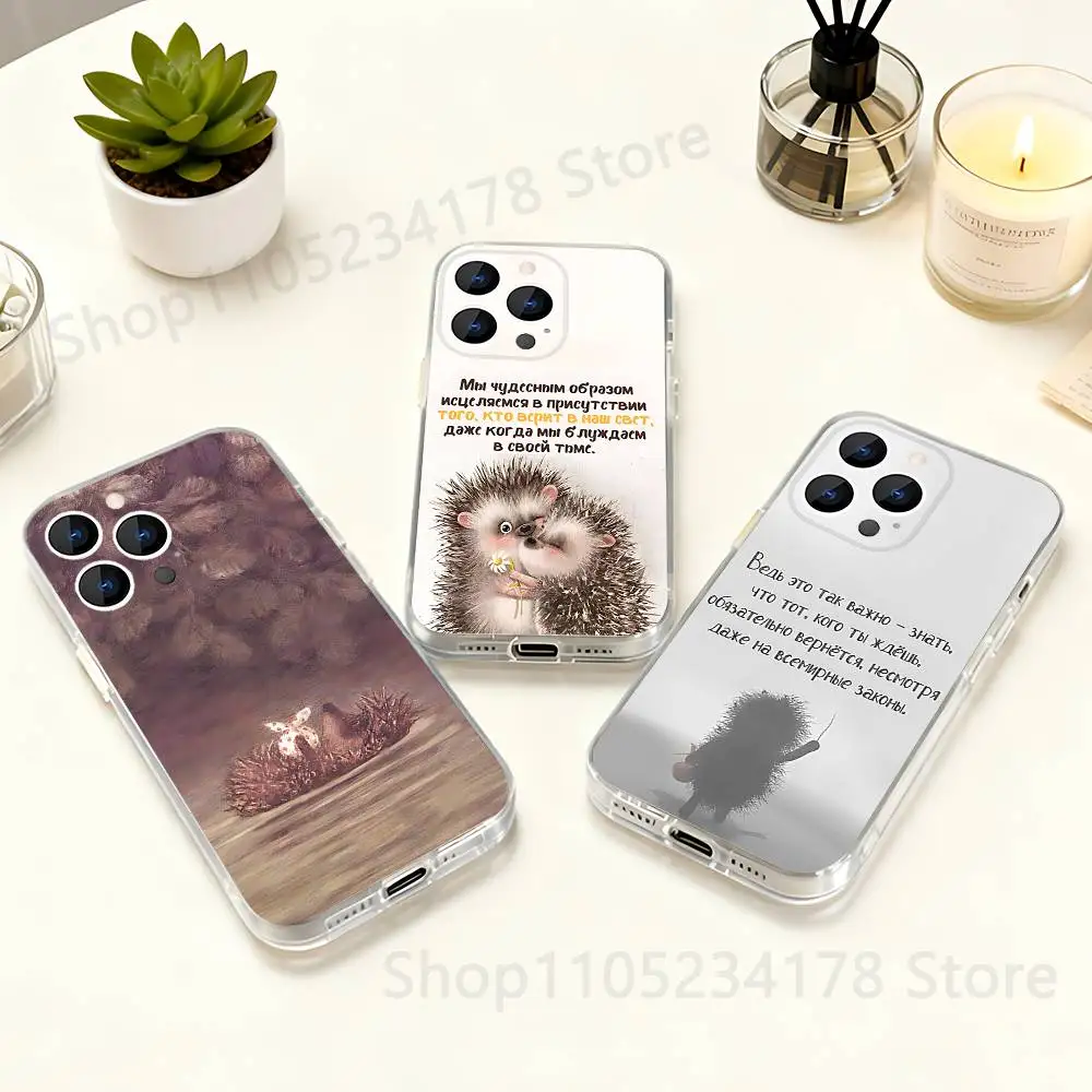 

Phone Case for iPhone 16 15 14 13 12 11 17 Plus Pro Max X XR XS Max CUTE Hedgehog in the F-Fog Soft Clear Tpu