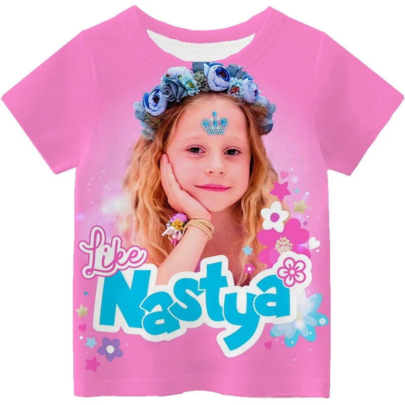 Cute Girl Nastya T Shirts Children Like Nastya 3D Print T-shirt Toddler Kawaii Tops Summer Short Sleeve Camiseta Kids Clothing