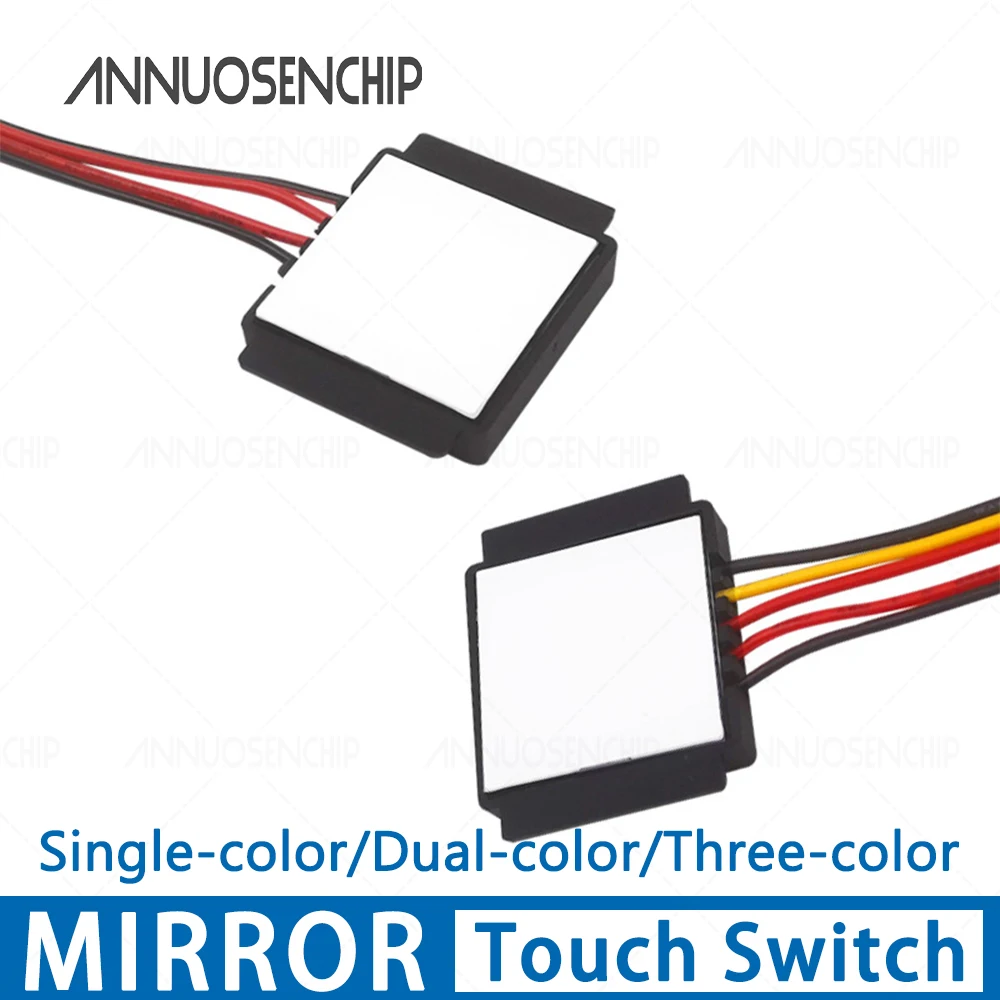 12V 24V Mirror Touch Switch, LED Vanity Mirror Switch with Single-color, Three-color, Stepless Dimming for Smart Mirror