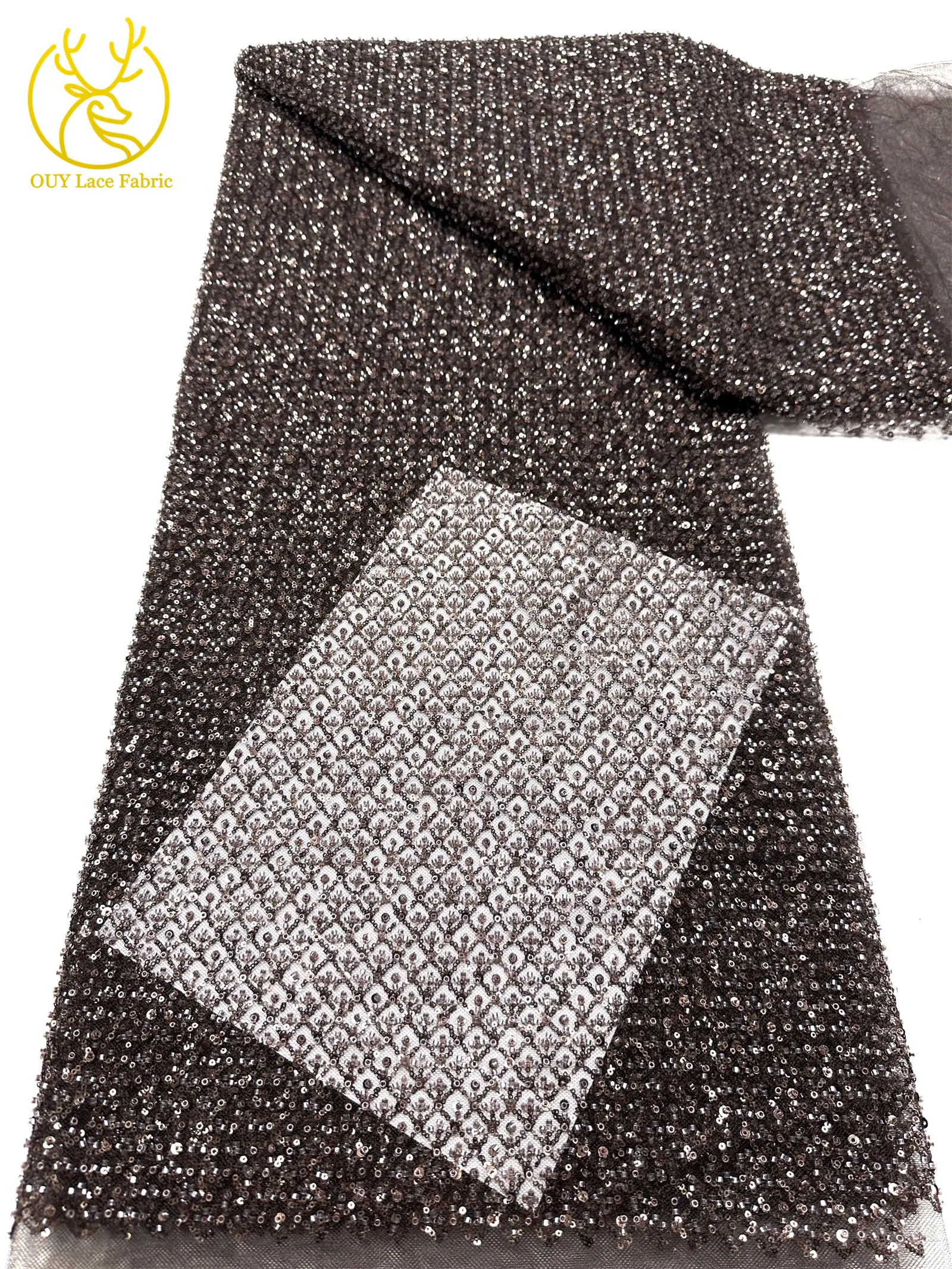 Großhandel Goldperlen-Pailletten-Spitzenstoff Hochwertiger Party-Tüll-Spitzenstoff für Hochzeitskleider Nähzubehör – Detail 15