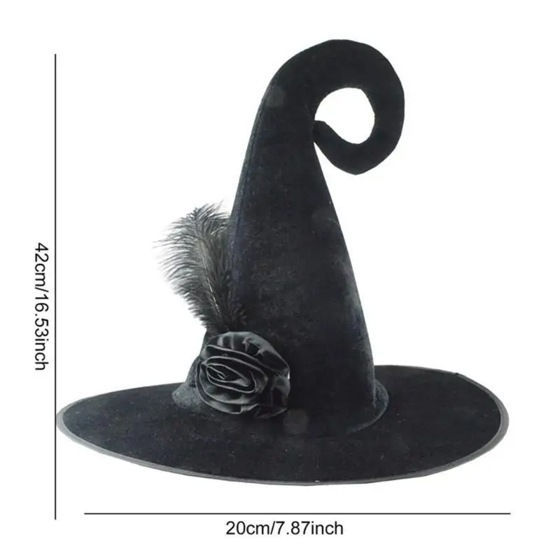 652f cappello da stregone cappello da mago curvo cappello da strega per donne streghe Halloween cosplay Halloween Witch Party