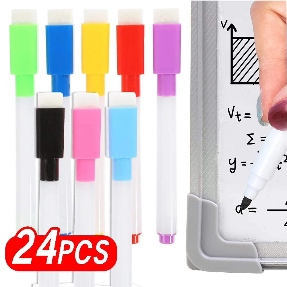 

8-24Pcs 8 Colors Set Whiteboard Dry Erase Pens Bullet Tip Small Size No Magntic Whiteboard Markers Kids Graffiti Drawing Pens