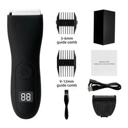 Professional Electric Groin Hair Trimmer Body Groomer Shaver for Men IPX7 Waterproof Wet/Dry Clippers Male Hygiene Razor Face