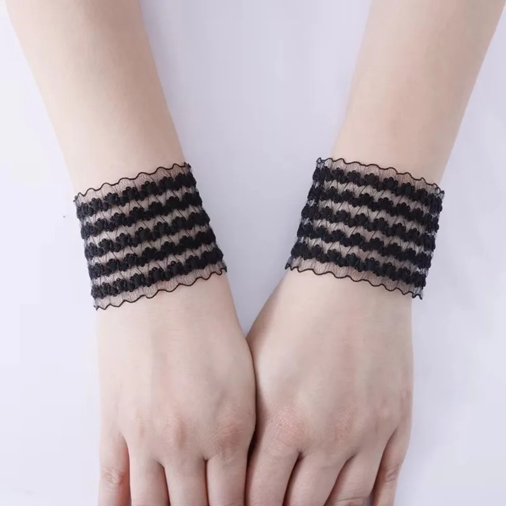 

Soft Lace Decorative Sleeve Cuff Sew-Free Elastic Stretchable Cuff Fixing Strap Sleeve Tightener Women's Fashion Accessories