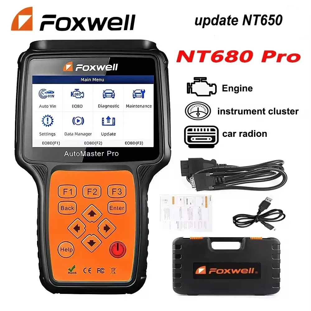 2024 Best Quality Foxwell  NT680 Pro All Systems Scan Tool Add Special Functions Update Foxwell NT650 Elite NT630 Plus