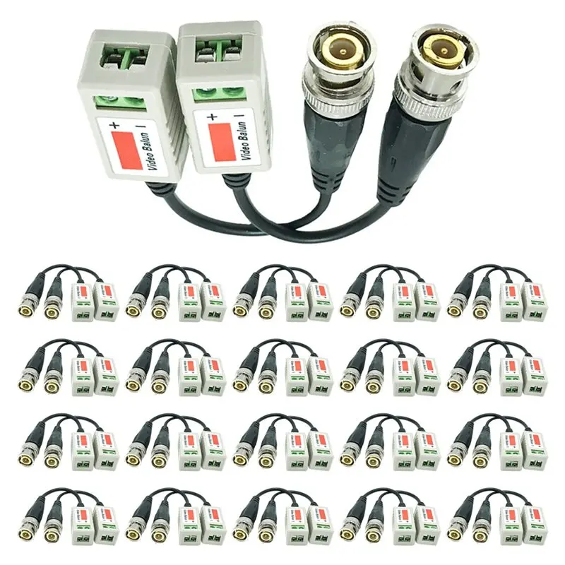 50Pairs (100Pcs) UTP Video Balun Twisted CCTV Balun Passive Transceivers BNC Cable Cat5