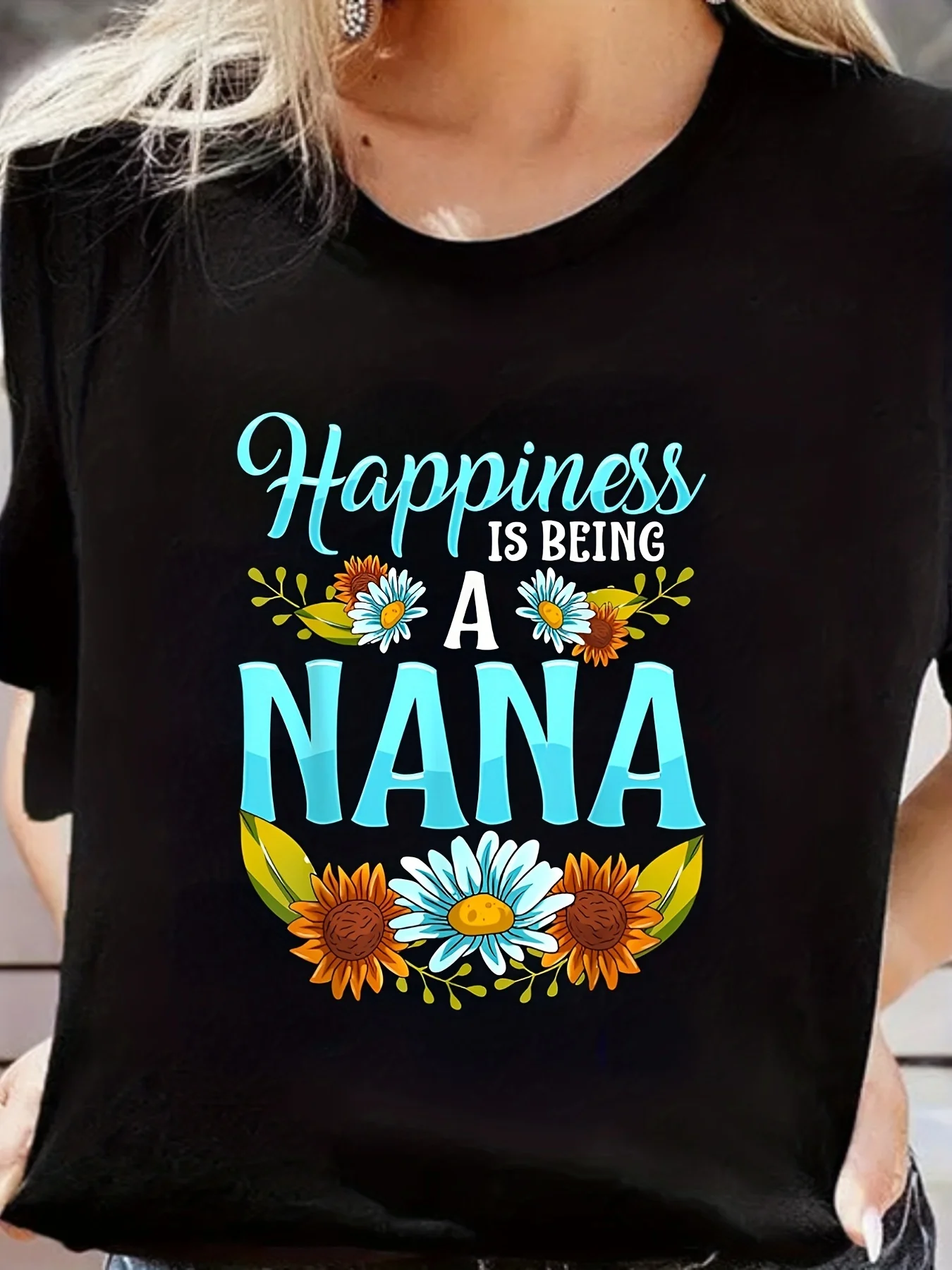 

"Happiness Being A Nana"" Women's Short Sleeve T-shirt - Comfortable Loose Fit Active Tee"