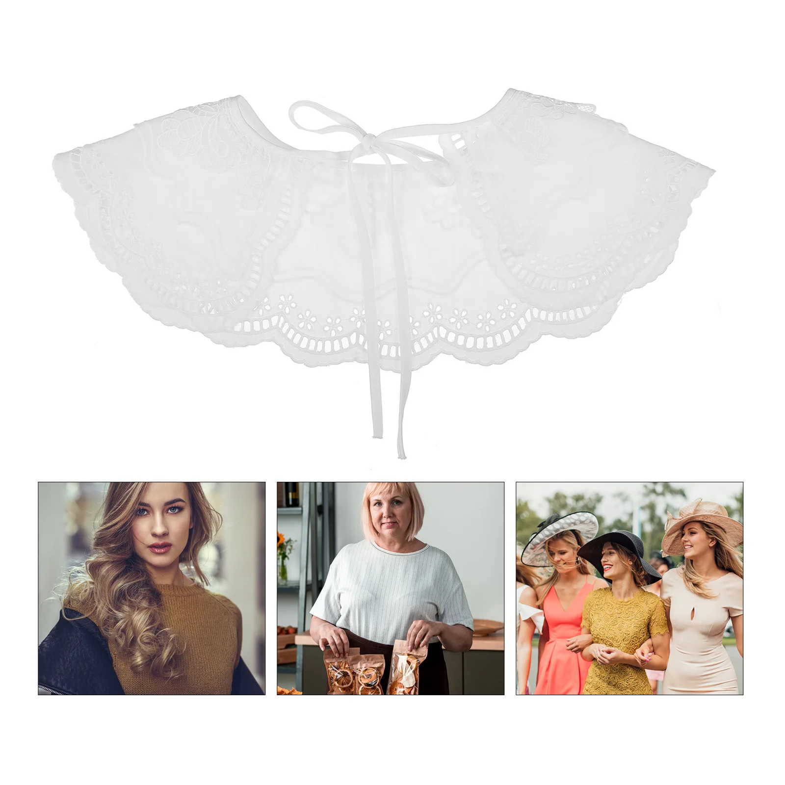 

Хлопковый кружевной воротник-шаль для женщин, универсальный размер, модный съемный декоративный воротник-фальш-бабочка для блузок и платьев