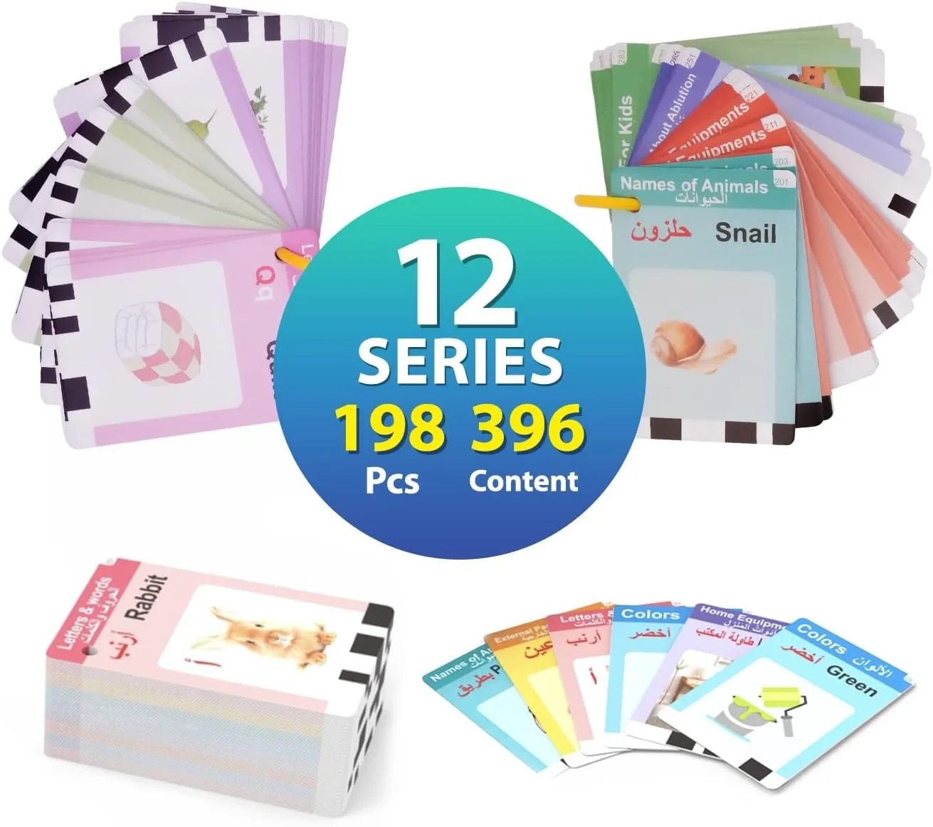 Arabische Frühförderungs-Lernkarten, sprechende Lernkarten für Kinder, Vorschule, Englisch, elektronisches Hörbuch, Geschenk