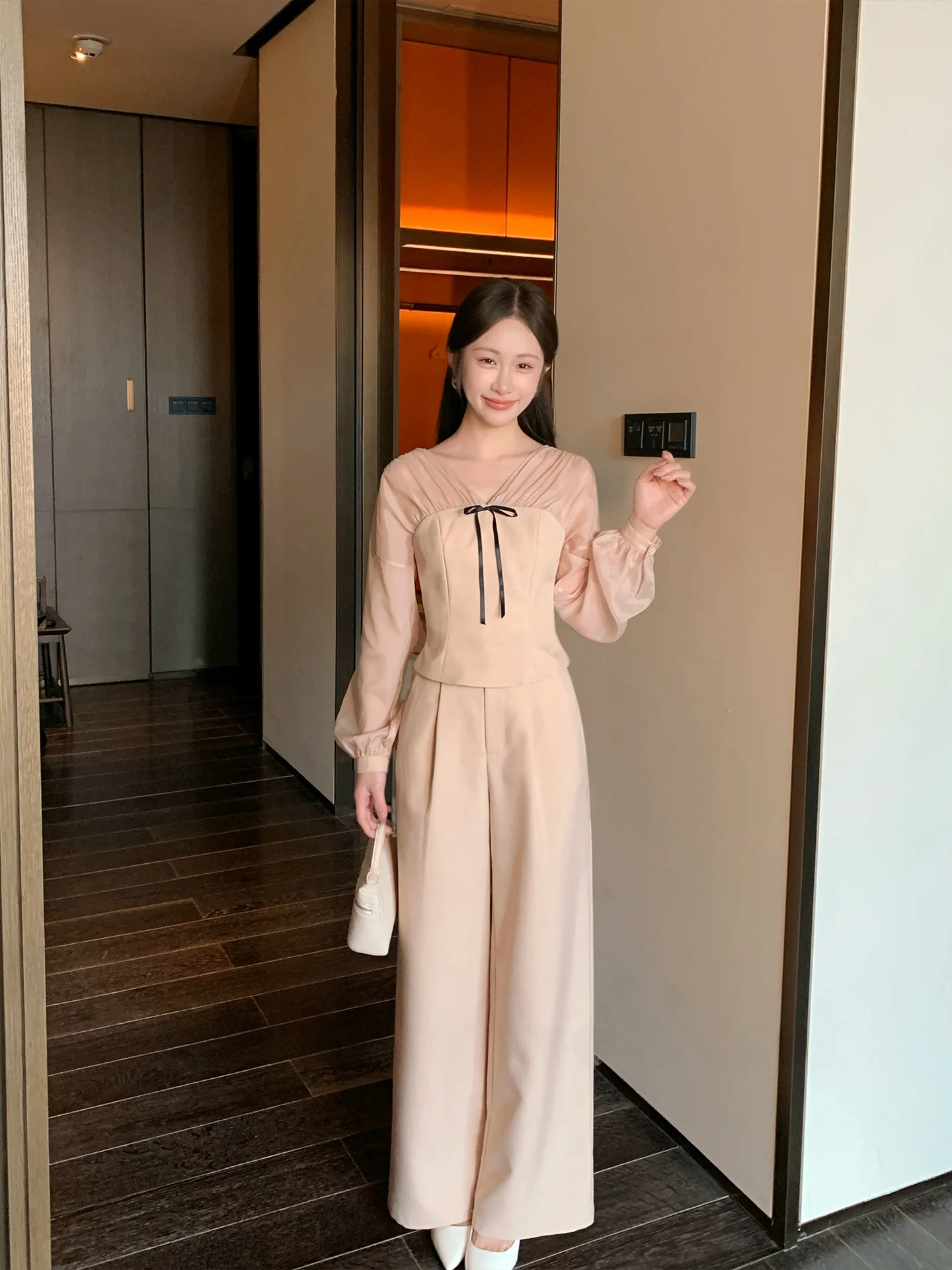 

Elegant High Waist Wide Leg Pants Women's Loose Drapey Long Trousers Spring 2026 Fashion Casual Pants by Yiyi Small Size