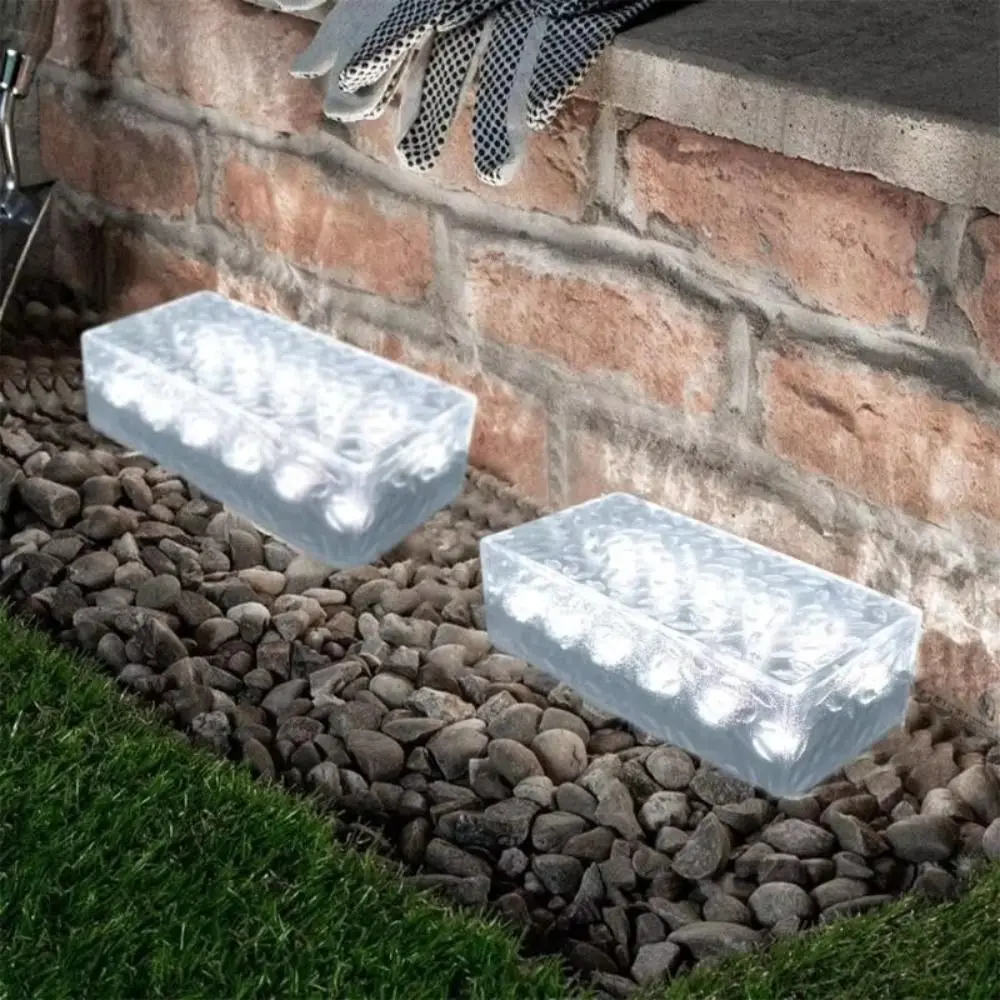 Solar Powered Solar Brick Light Waterproof LED Paver Landscape Lights Rectangular Ground Mounted Garden Path Lights