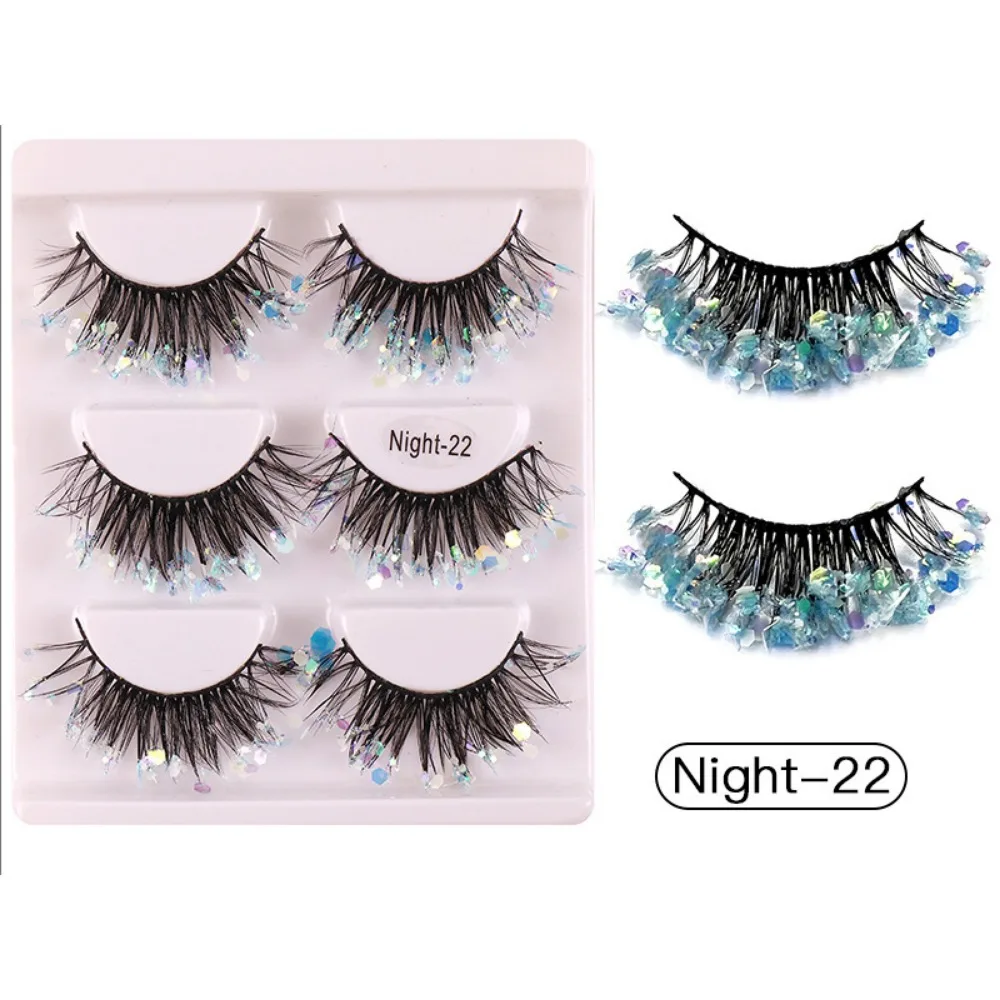 

2 box Thick Fluffy Lashes Glitter Colored Eyelashes Lashes Extension Sequin 3D Fake Eyelashes Shiny Exaggerated