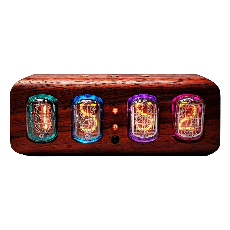 The Former Soviet Union Nixie Tube Clock IN-12 - Vintage Retro Table Clock - Wooden Desk Nixie Tube Clock