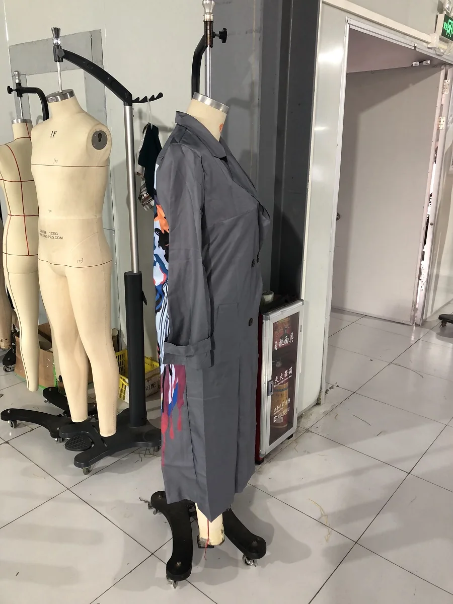 LW Plus Size Figure Print Coat Trench Women French Temperament Autumn Fashion Loose Retros Double Breasted Windbreaker Female
