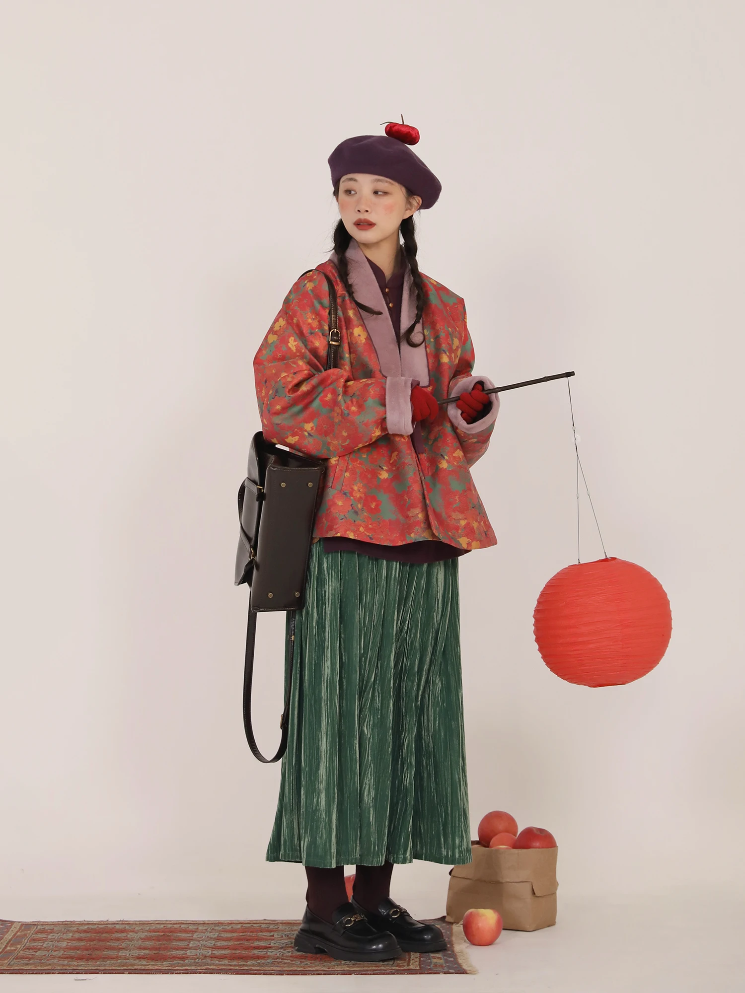 

Таинственный комплект Ханьфу для женщин: теплая хлопковая куртка в стиле ретро для Нового года, традиционная китайская одежда