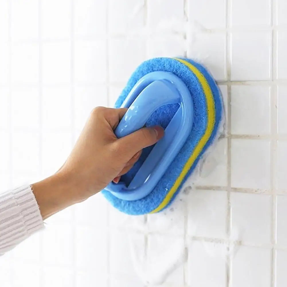 Bathroom Cleaning Sponge with Handle Scratch Free Reusable Widely Used Kitchen Scrubbing Sponge Residue Remover