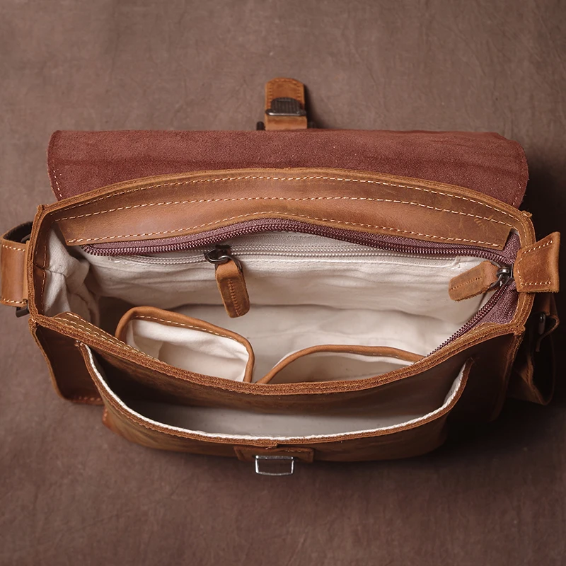 GURO العلامة التجارية الفاخرة حقيبة كتف جلدية حقيقية الرجال مجنون الحصان جلد البقر حقيبة ساعي المرأة ريترو حقيبة كروسبودي الاتجاه حقيبة حقيبة