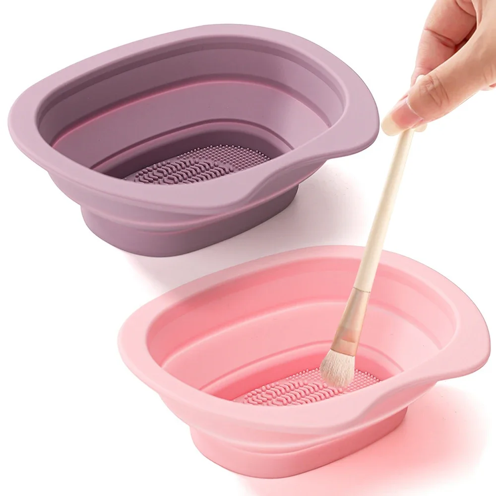

Silicone Makeup Brush Cleaner Folding Soft Mat Beauty Tools Scrubber Box Powder Puff Cleaning Bowl Eyeshadow Brushes Washing