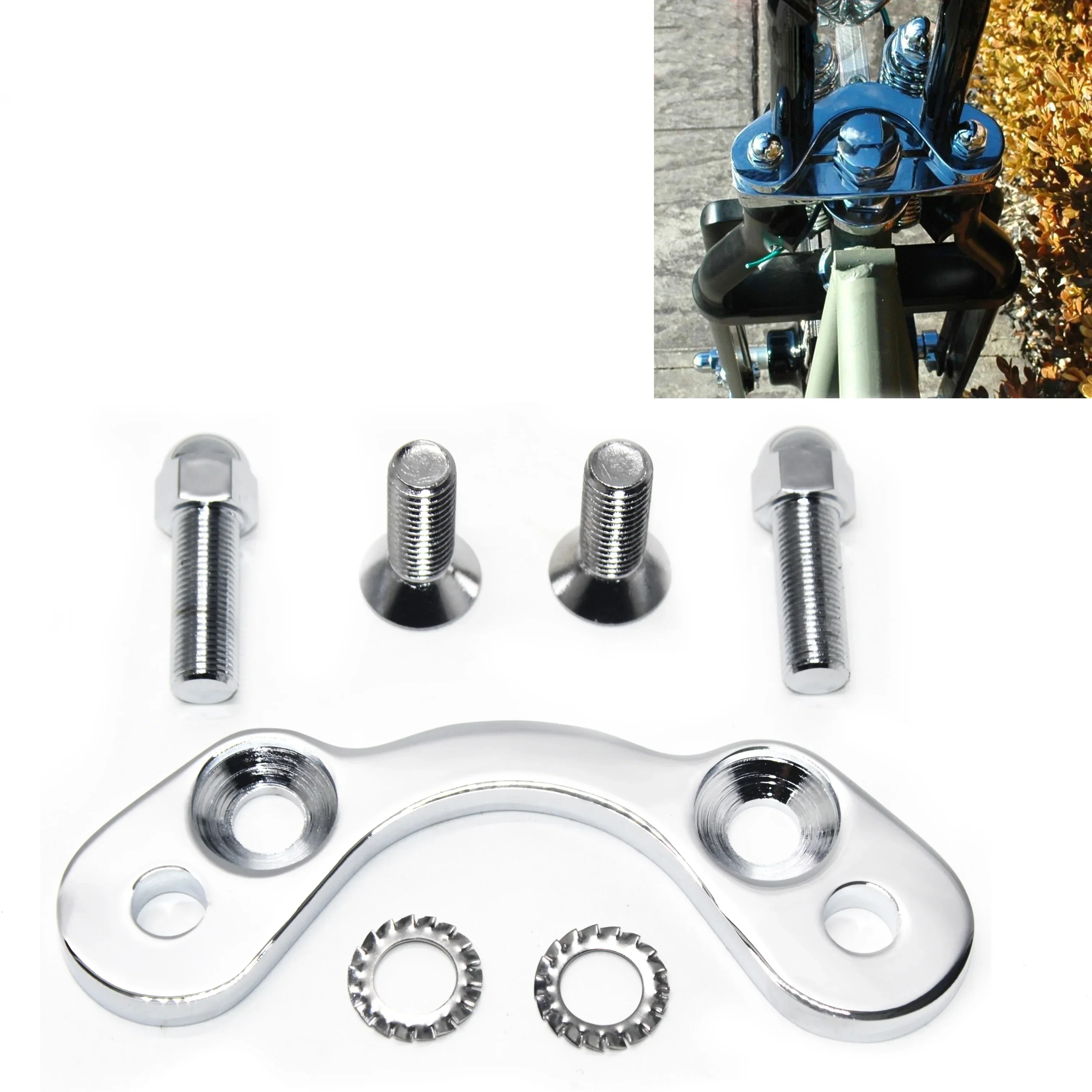 

Motorcycle Parts Springer Handlebar Tree Adapter Top Clamp 3.5 Inches Wide Riser Compatible with Harley Bobber Chopper