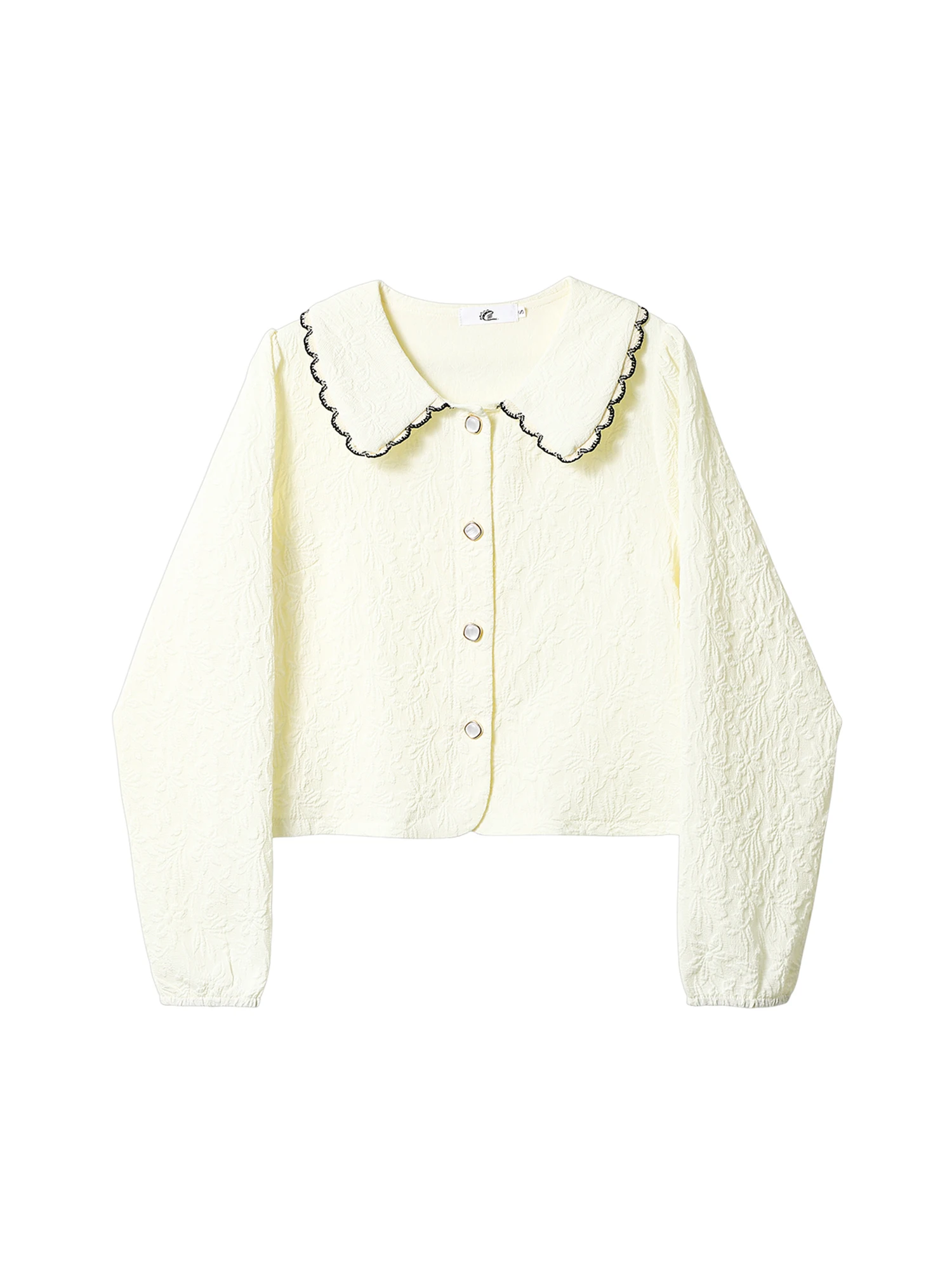 

Women Apricot Shirts Blouses Vintage Elegant 2000s Aesthetic Long Sleeve Peter Pan Collar Shirt For Women Clothes Spring Autumn