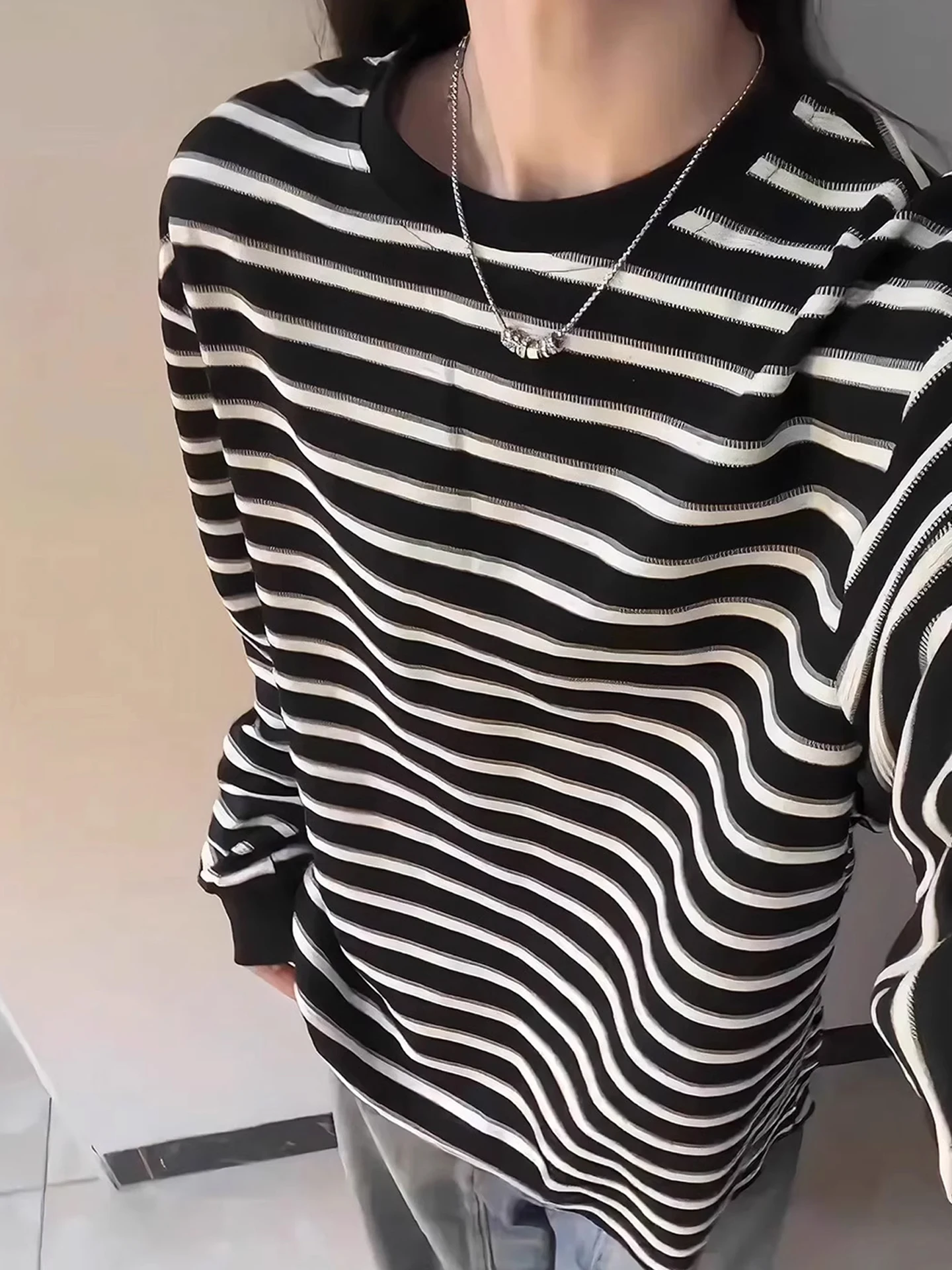 

Men's Long Sve Striped T-irt Cleanfit oulder Basic Layering Comfortable Cotton Polyester Autumn Faion Casual Wear