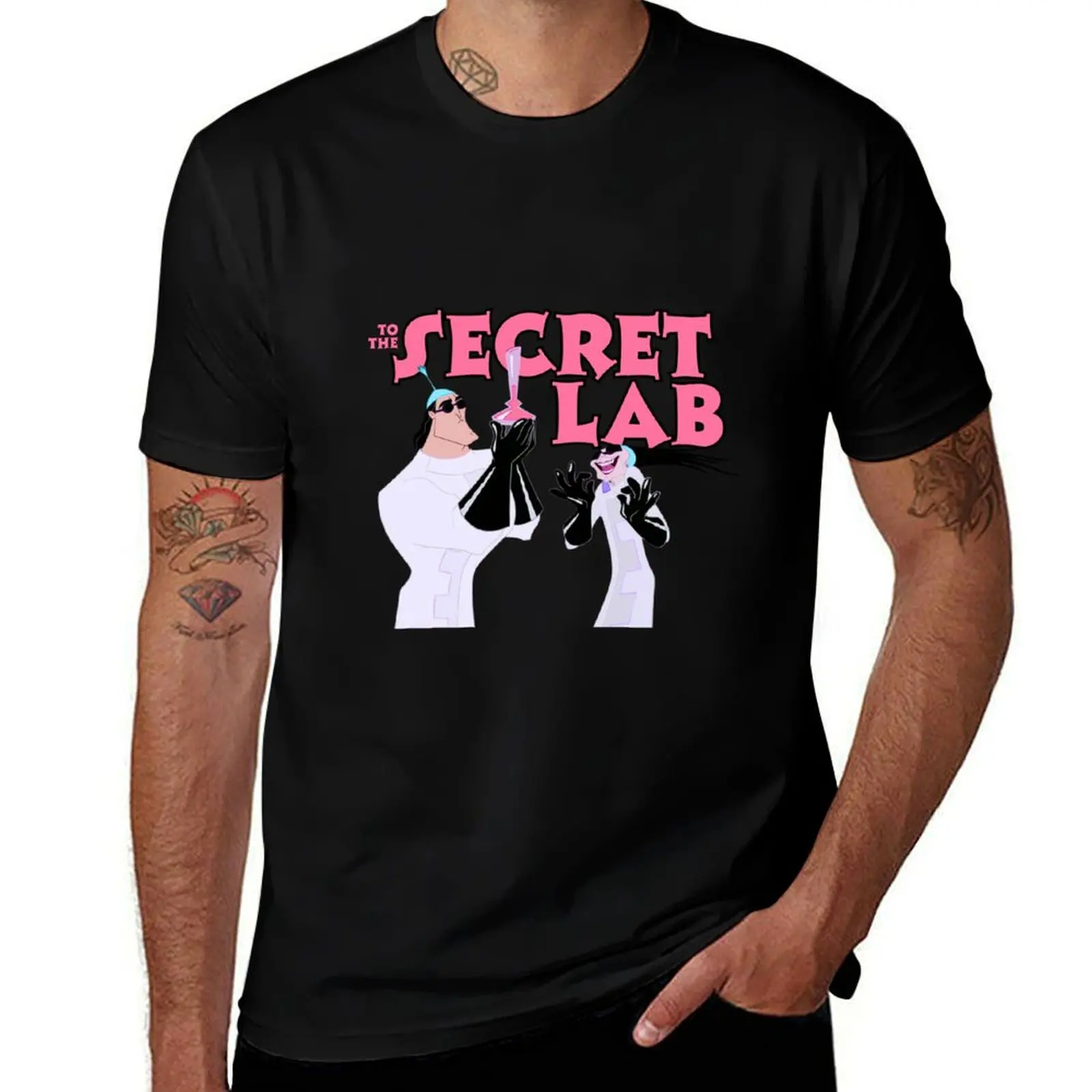 

To the Secret Lab! Ft Yzma and Kronk T-Shirt Basic Plain Short Sleeve Crew Neck Tee