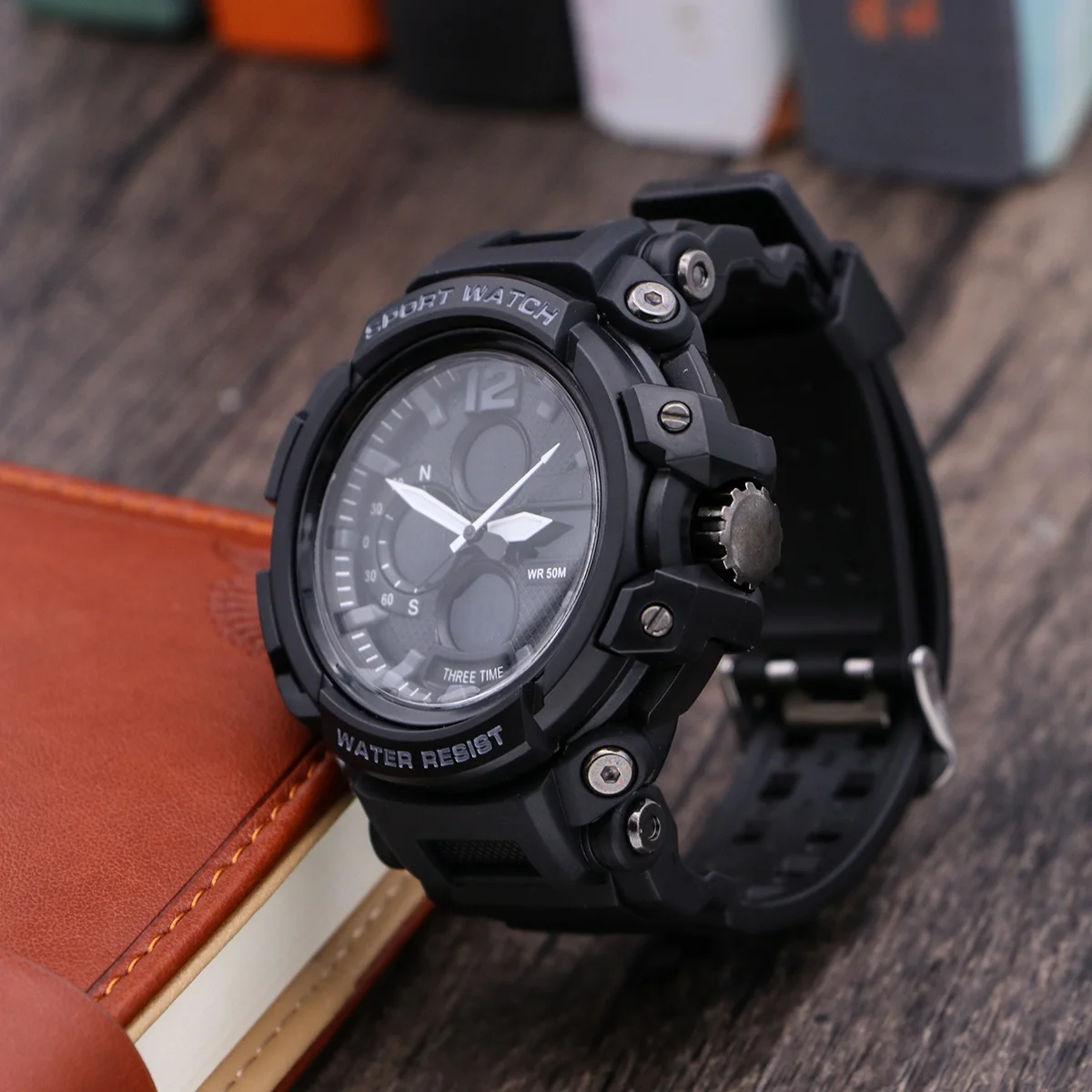 

Waterproof Watch For Men 50M Led Digital Quartz Movement Sports Watch Chronograph Alarm Calendar Multi Pu Strap