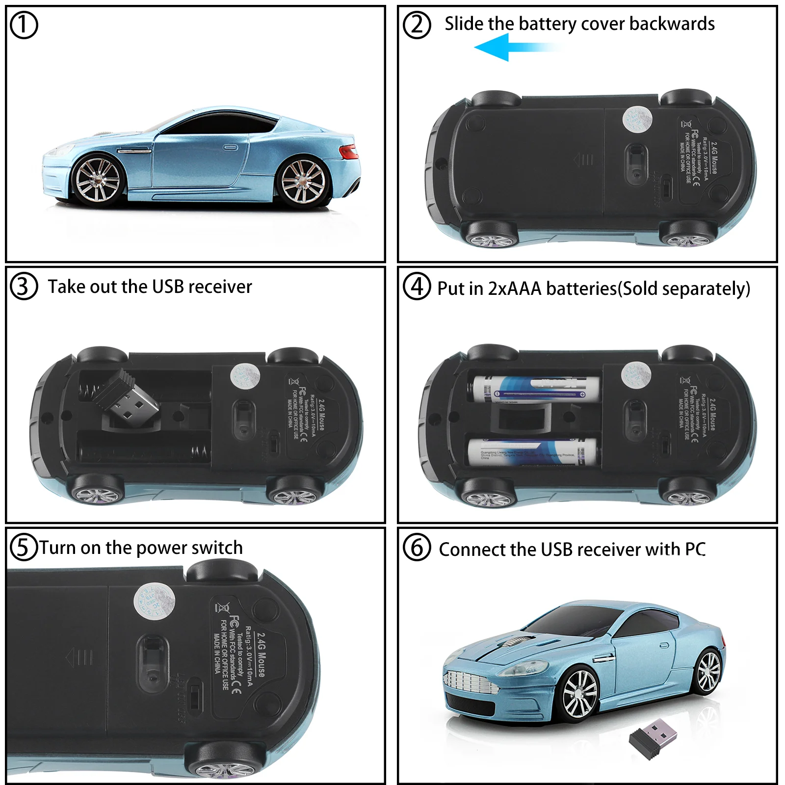 LED Backlight Sports Car Mouse Blind Box Random Delivery 2.4GHz USB Wireless Mause Funny 3D Mini Mice for PC Laptop Boys Gift