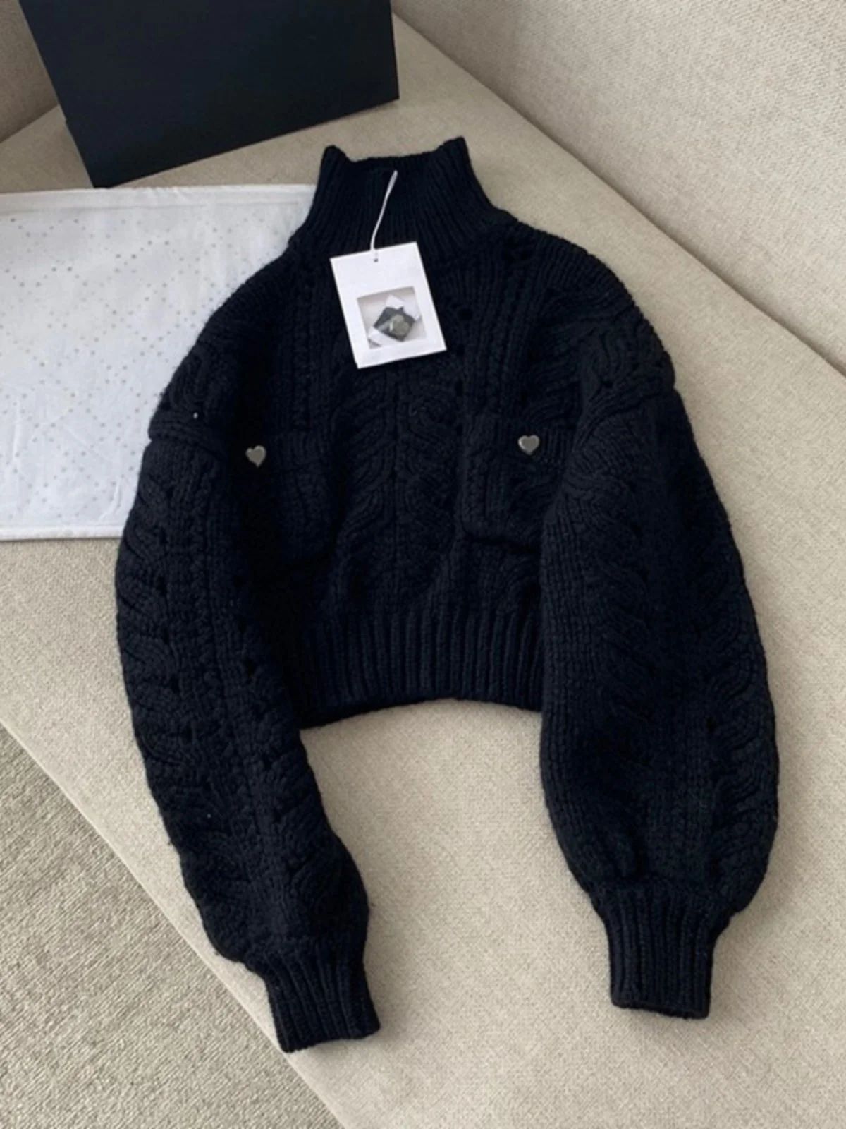 

High Ne Thi Knitted Sweater Bla Long Sve Straight Fit Women's Faion Autumn Winter Warm Slimming Versatile Knitwear