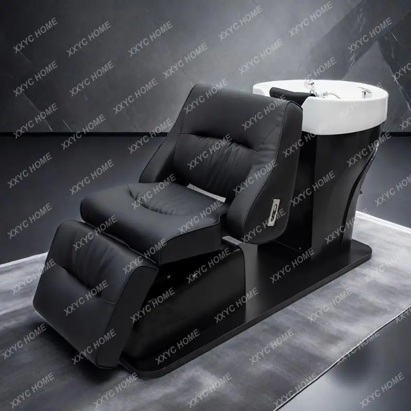 

Electric liftable barber shop shampoo bed hair salon special high-grade ceramic basin half lying flush bed