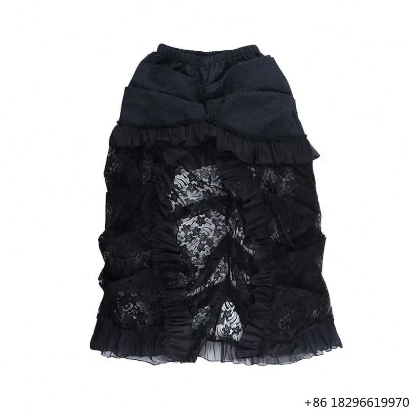 New Casual Black Tiered Skirt Spring Summer Fashion Ball Gown Long Skirt Women Elegant A-line Pleated Skirts Casual Suit Skirt