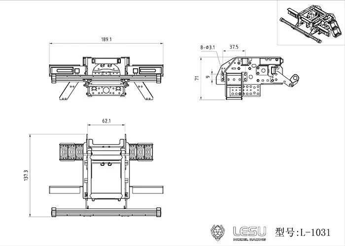 LESU Metall-Heckstoßstangenleuchte für 1/14 RC Tamiya Traktor-LKW-Modell, ferngesteuertes Spielzeugauto für Erwachsene, Th16991 – Detail 1
