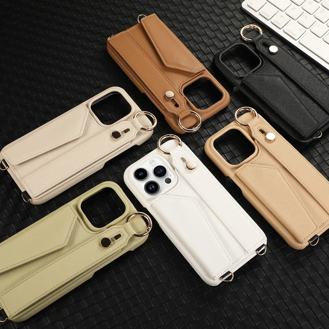 

Кожаный чехол-кошелек с отделением для карт через плечо для Iphone 11, 12, 13, 14, 15, 16 Pro Max Plus, чехол-кошелек с кольцом на запястье, принципиально