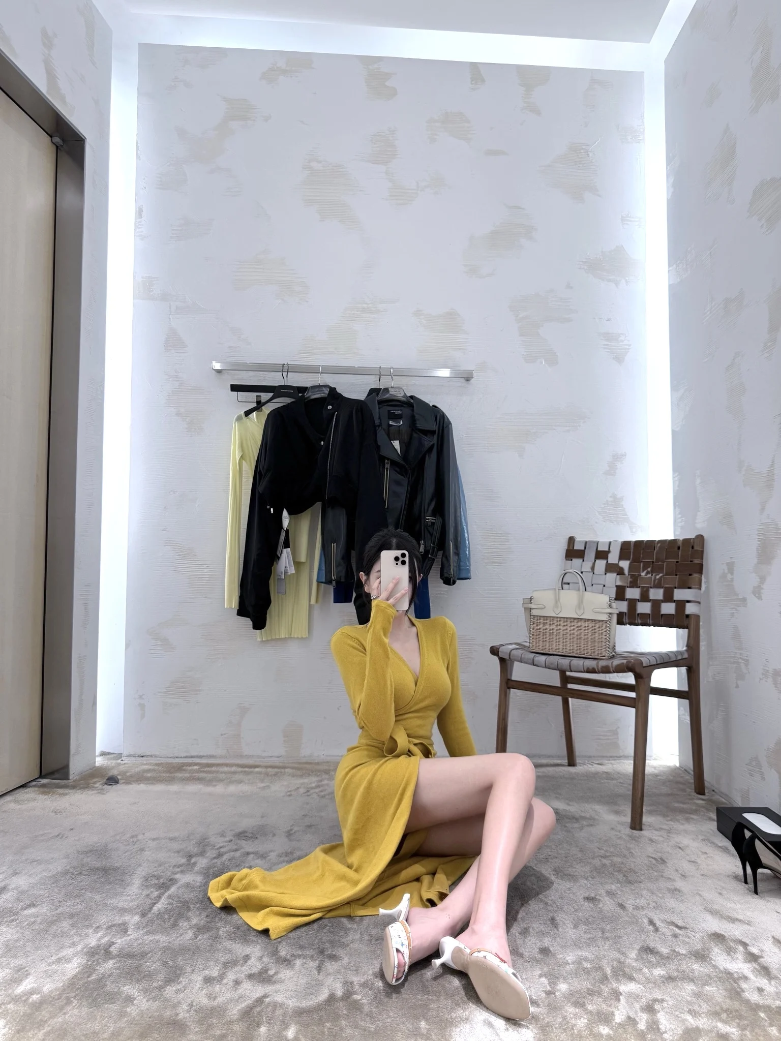 

Женская повседневная трикотажная накидка-пальто Woppei с V-образным вырезом, желтая, длинная, для офиса и отдыха