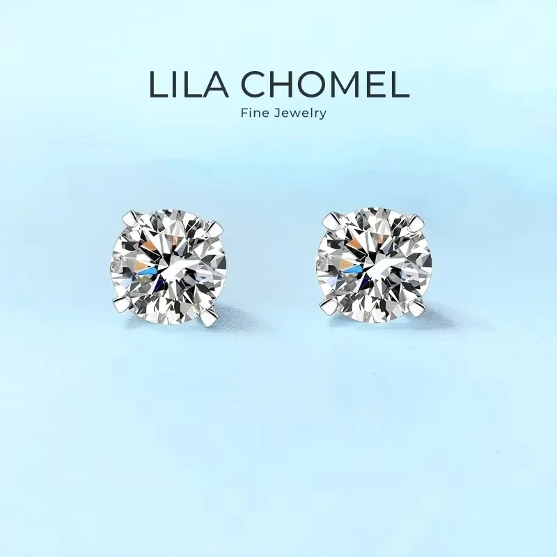 

Girl Birthday Gift 18K White Gold Engagement Stud Earrings 1/2CT Moissanite Diamond Wedding Fine Jewelry Women Valentine's Day