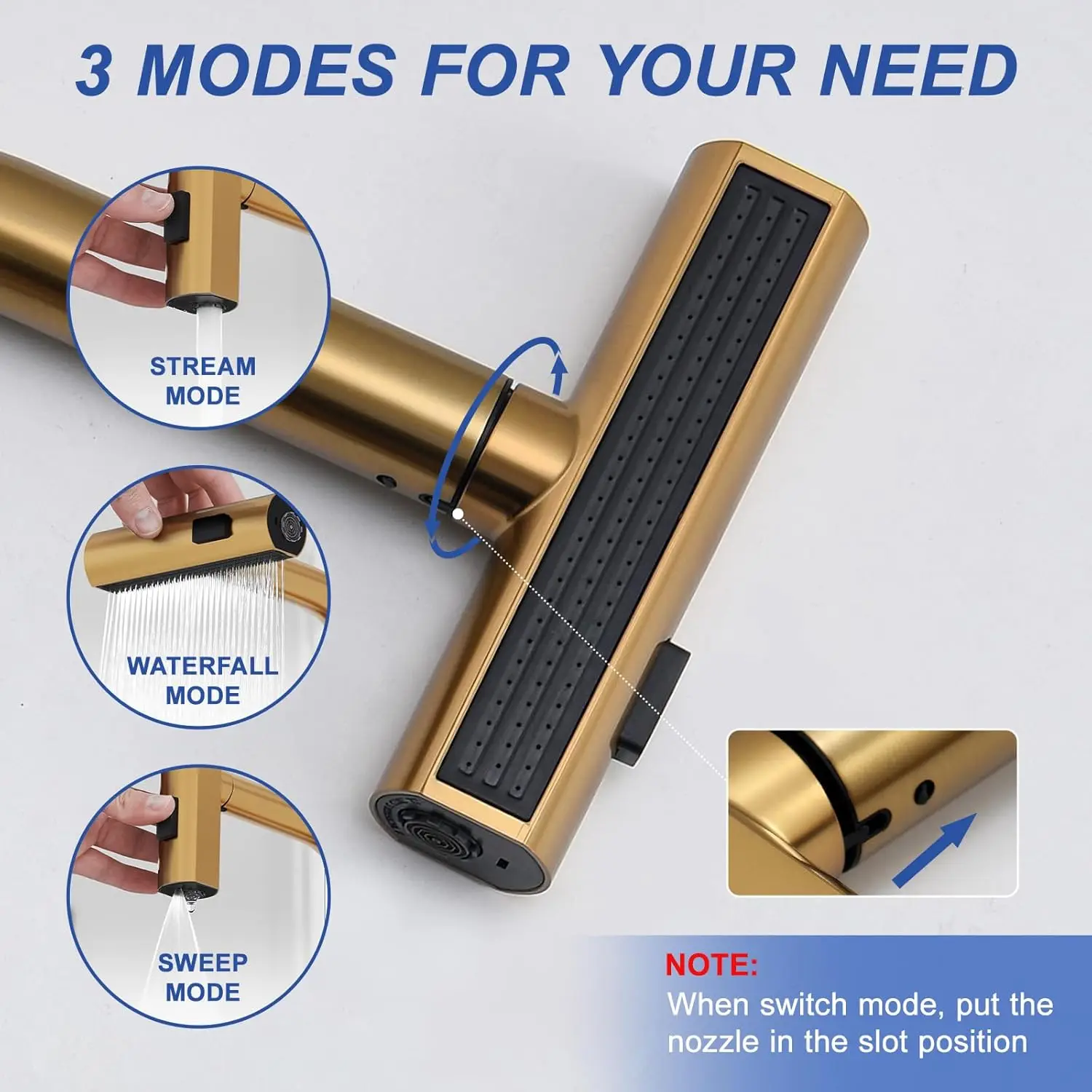 Waterfall Kitchen Faucet with Pull Down Sprayer Single Hole Handle Kitchen Sink Faucets Commercial Modern Faucets