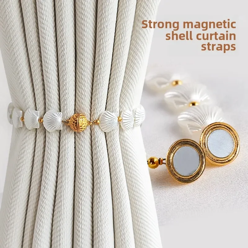 Neue Shell Rose Exquisite Fenster Bildschirm Schließen Vorhang Magnetische Vorhang Schnalle Nicht Perforierte Einstellung Magnetische Vorhang Riemen