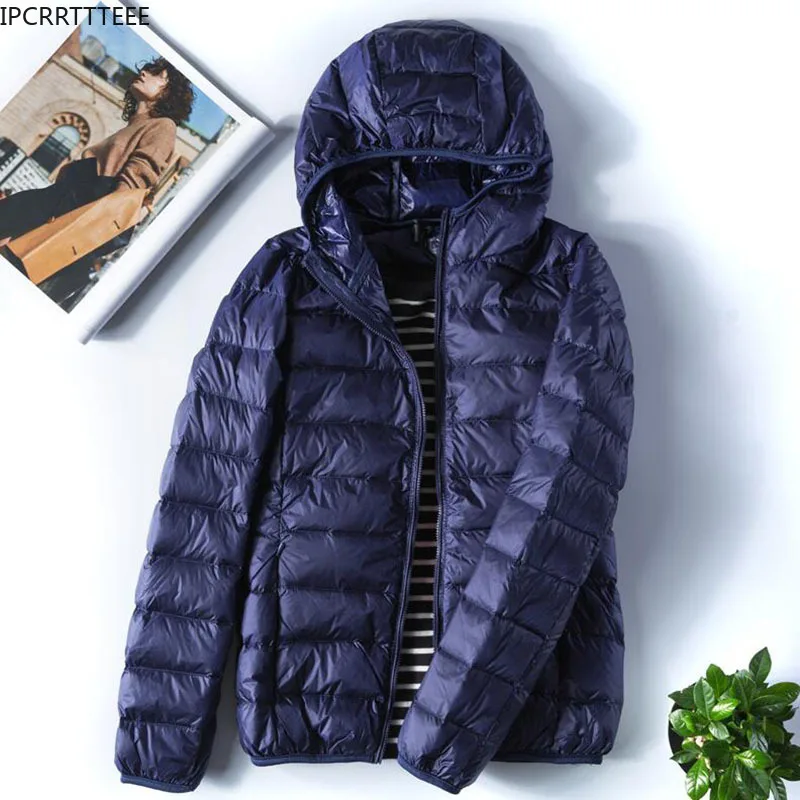 Ultra Light Women Down Jacket Autumn Winter Hooded Jacket Lady Slim Warm 90% White Duck Down Coat Female Portable Outerwear