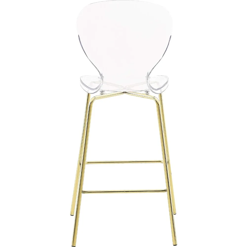 Clarion Collection Modern | Contemporary Lucite Polycarbonate Counter Height Stool with Sturdy Metal Legs, Gold Finish