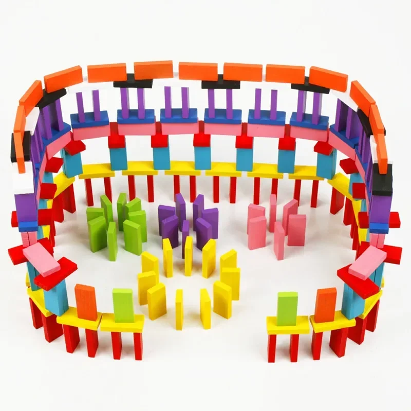 モンテッソーリ 120 ピース/ロットドミノビルディングブロック本物の標準木のおもちゃベビーキッズ早期知能教育ブロック
