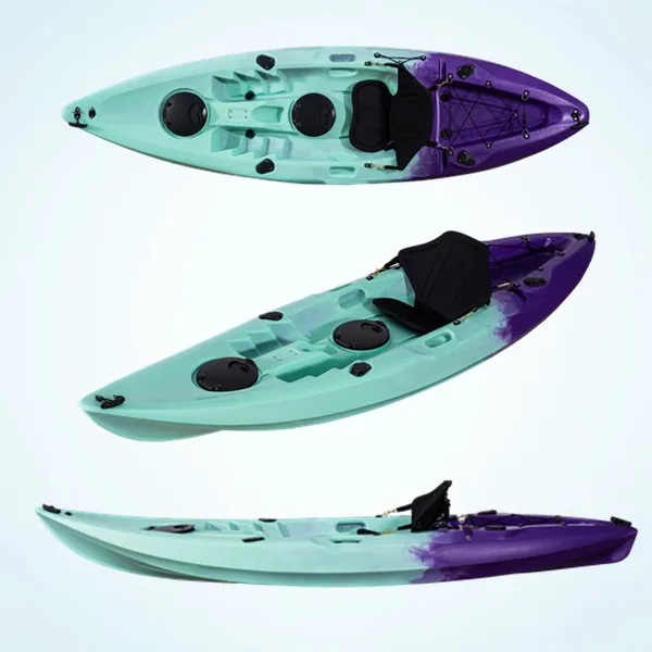 Kayak de Pesca Individual de 2.9m, Bote de Remo de Plástico con Accesorios de Remo para Uso en Ríos