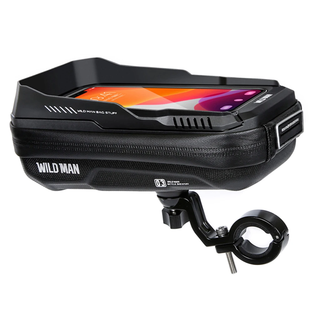 

WILD MAN Mountain Bike Hard Shell Handlebar Bag Touch Screen Bike Bag Phone Case Waterproof Quick Release Cycling Accessories