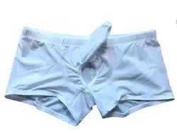 Hodensack Loch Elefanten Nase Männer Sexy Unterwäsche Boxer Shorts Ice Seide Höschen Atmungs Flachbau Dessous Männlich Schwarz Weiß xxl