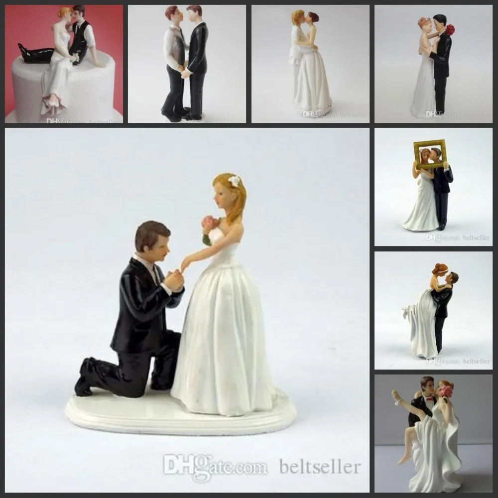 Happy Princess Embrace Bride And Groom Wedding Cake Topper Decoration Couple Figurine Craft Wedding Cake Decorations Supplies