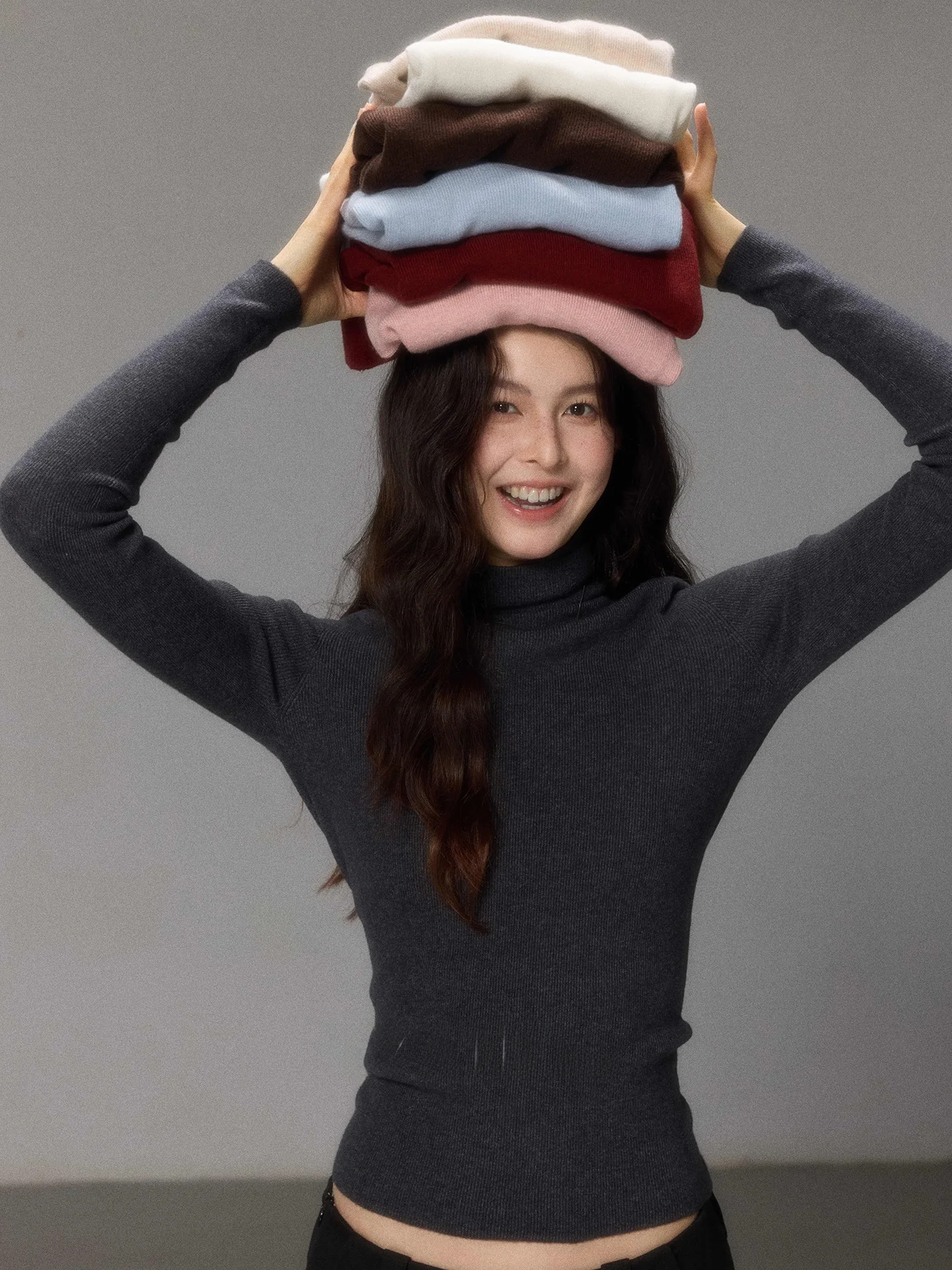 

Мягкий цельный вязаный свитер с высоким воротом для женщин, базовый слой из смесовой ткани: поларфлис, полиэстер, нейлон, хлопок, шерсть