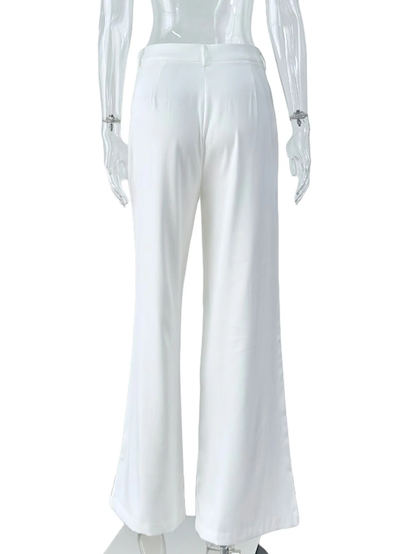 Parc Fee Fashion Loose White Office Women's Pants Casual High Waist Wide Pants Elegant Classic Full Length Trousers Female Cloth