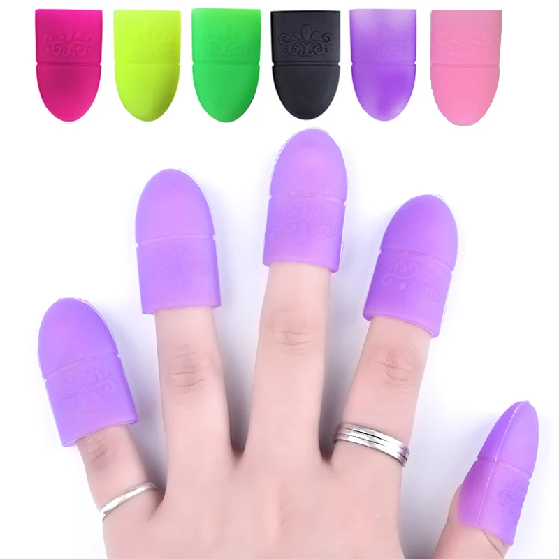 5Pcs Wearable Nail Soakers Pad Holder, Reusable Silicone Soak Off Caps Nail Art Removal Tools