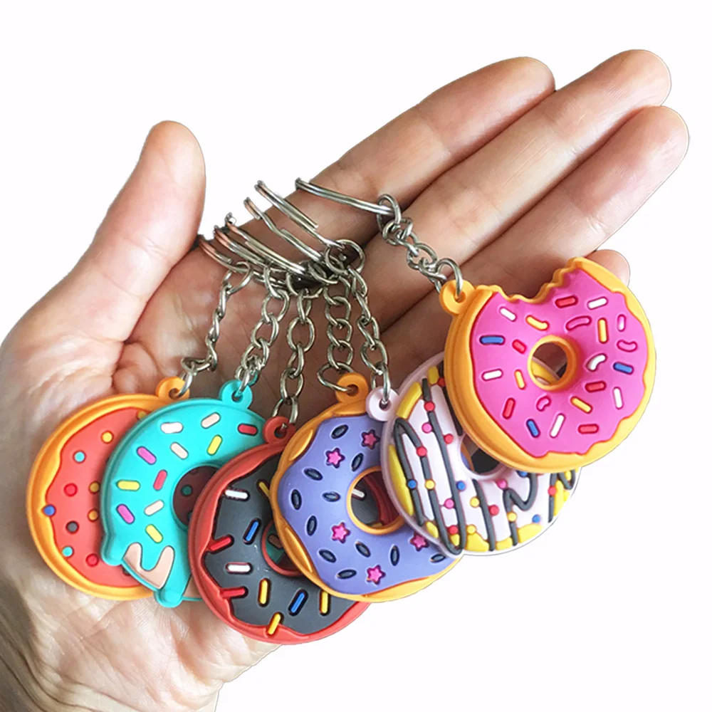 12Pcs Donut Keychain Donut Time Party Favors Goodie Bag Souvenir Cute Style Sweet Doughnut Kids Birthday Party Supplies