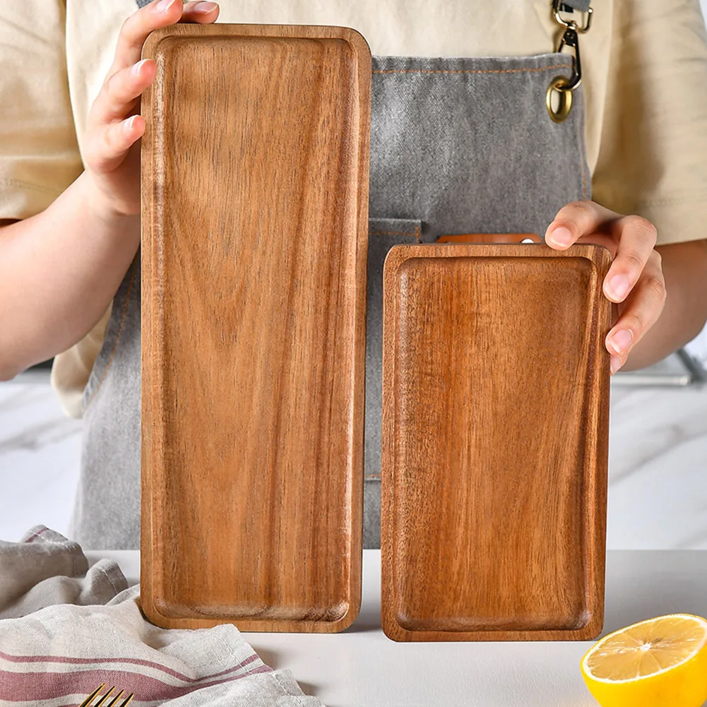1Pc Irregular Oval Wooden Serving Tray Natural Solid Wood Platter For Fruit Dessert Snack Cheese Bread 30x15/29.5x10.5/19x10.5cm