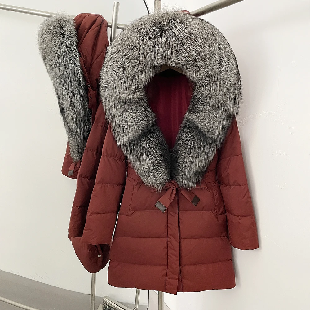 

Reality Fur Jacket Women Autumn White Duck Down Coat 2025 Winter Fox Fur Hooded Puffer Coat Female Fashion Real Fur Outerwear